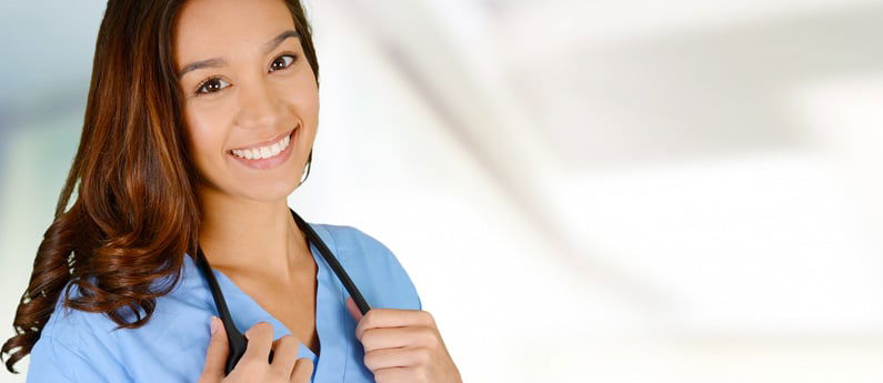 Close up of a nurse aide with a stethoscope