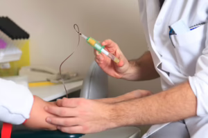 Medical Student Practicing Drawing Blood