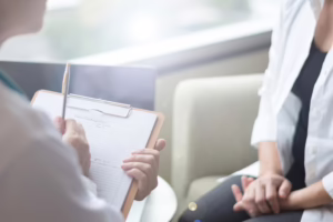 Medical assistant takes patient’s medical history