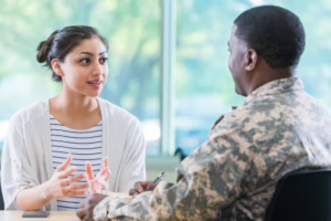 Veteran Meeting With School Counselor 