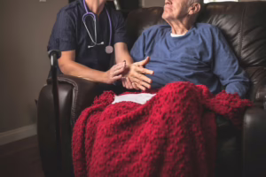 Medical provider with elderly patient