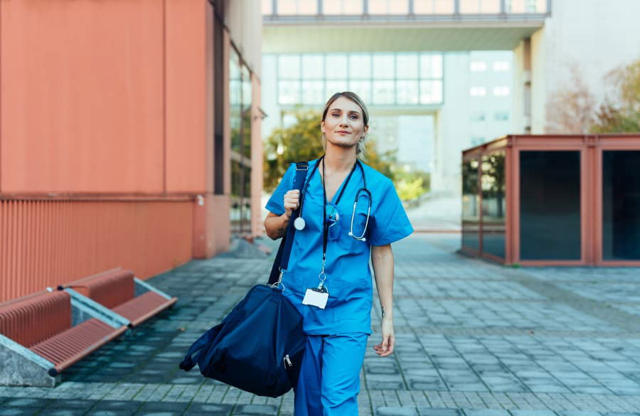 A travel nurse arrives for duty at a new location